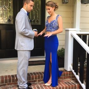 Blue Jovani Two-Piece Prom Dress w Side Slit